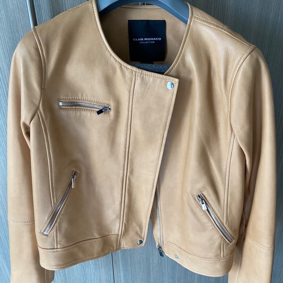 Club Monaco Leather Jacket - Camel - Picture 3 of 5
